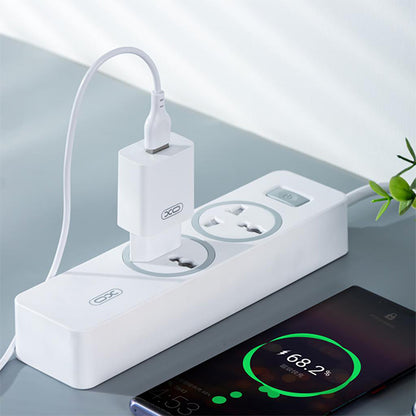 Cargador de Red con Cable microUSB XO Design L99, 12W, 2.4A, 1 x USB-A, Blanco