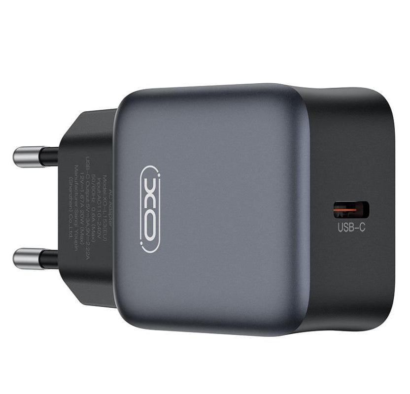 Cargador de Red con Cable USB-C XO Design L155, 30W, 3A, 1 x USB-C, Negro