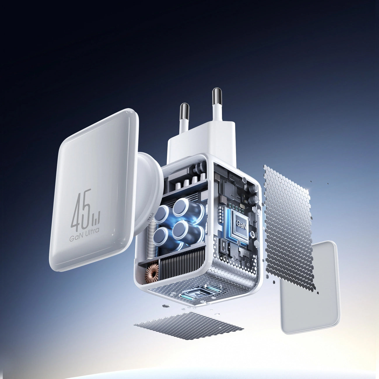Cargador de Red con Cable USB-C Joyroom JR-TCL05, 45W, 3A, 2 x USB-C, Blanco