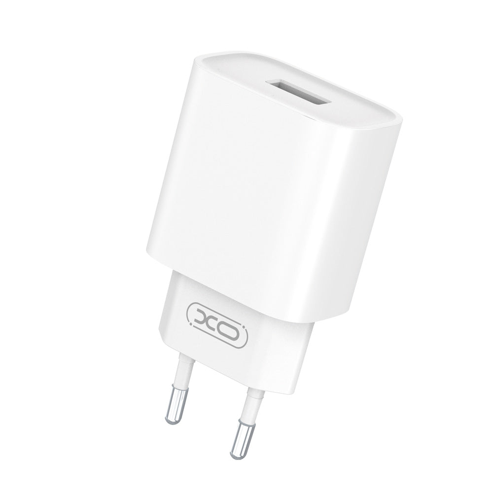 Cargador de Red con Cable USB-C XO Design CE02D, 18W, 3A, 1 x USB-A, Blanco