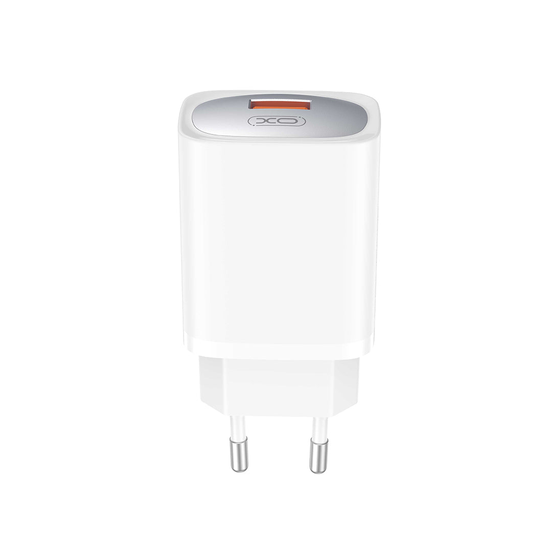 Cargador de Red con Cable USB-C XO Design CE19, 18W, 3A, 1 x USB-A, Blanco