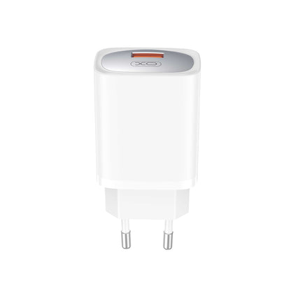 Cargador de Red con Cable USB-C XO Design CE19, 18W, 3A, 1 x USB-A, Blanco