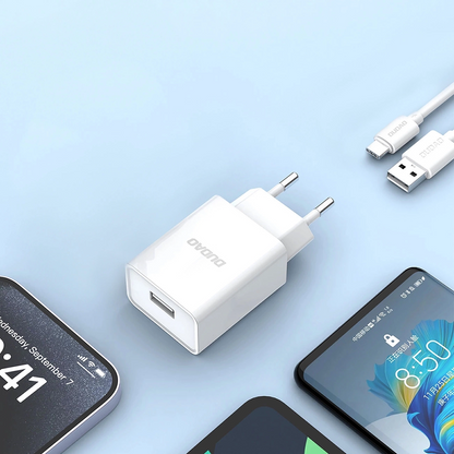 Cargador de Red con Cable USB-C Dudao A4EU, 10W, 2.1A, 1 x USB-A, Blanco