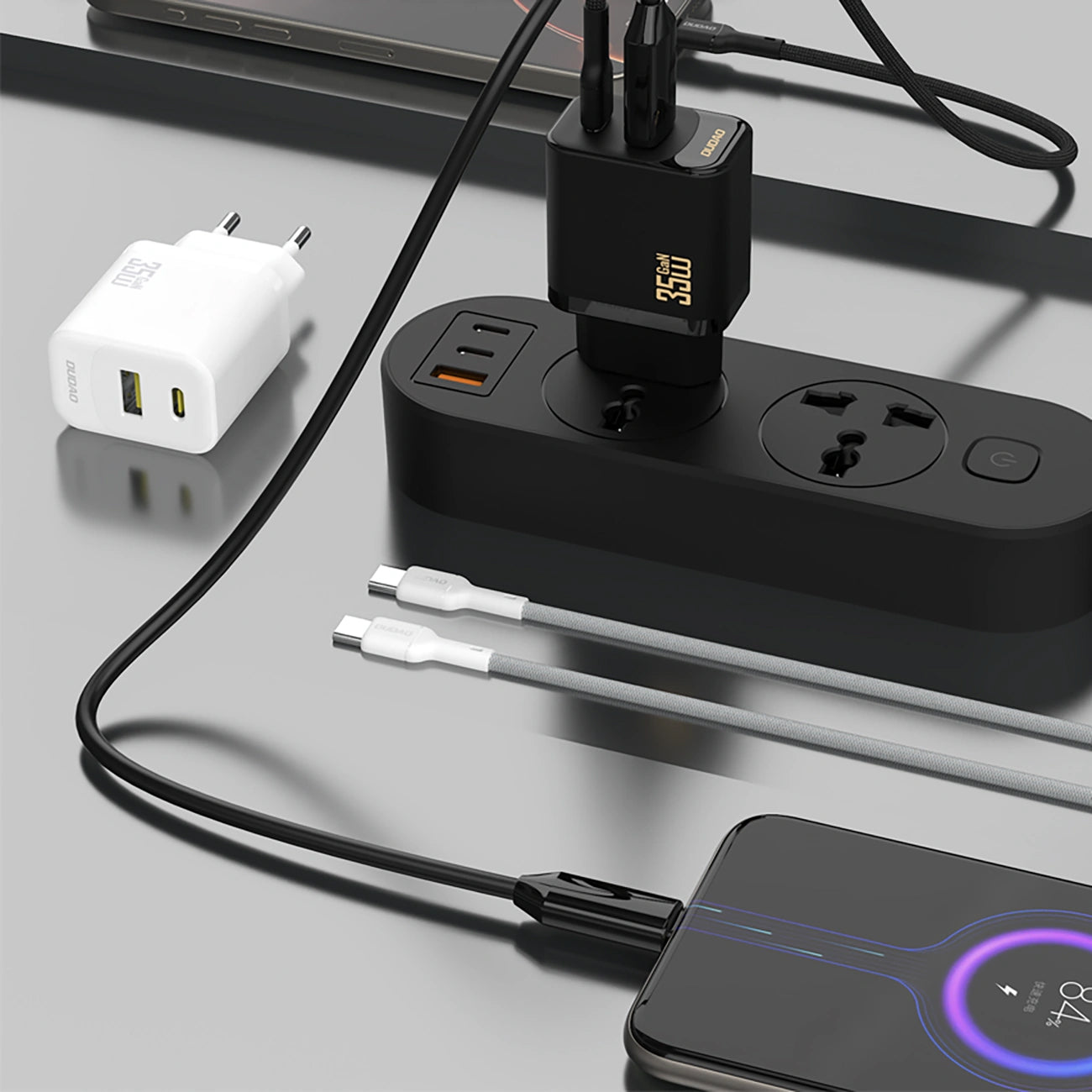 Cargador de Red con Cable USB-C Dudao A27 Max, 35W, 1 x USB-A - 1 x USB-C, Negro