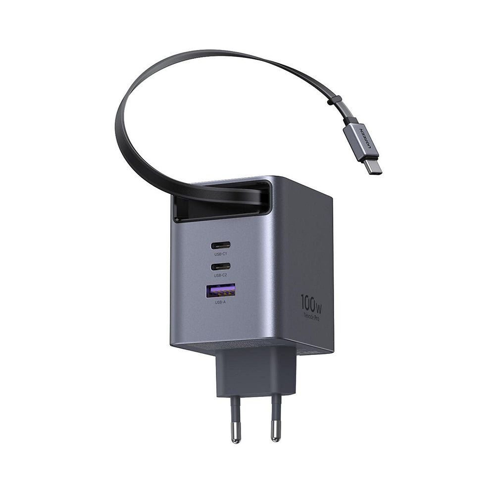 Cargador de Red con Cable USB-C UGREEN X616 (65828), 100W, 5A, 1 x USB-A - 3 x USB-C, Gris