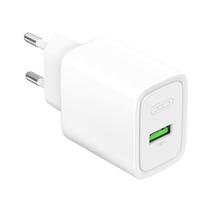 Cargador de red con cable USB-C XO Design CE50, 18 W, 3 A, 1 x USB-A, blanco