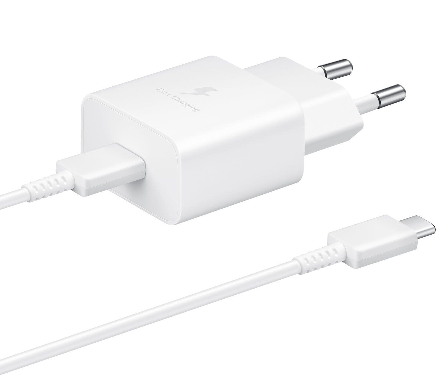 Cargador de red Samsung USB-C con cable USB-C, 15 W, 2 A, 1 x USB-C, blanco EP-T1510XWEGEU