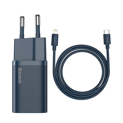 Cargador de red Baseus Super Si con cable Lightning, 20 W, 3 A, 1 x USB-C, azul TZCCSUP-B03