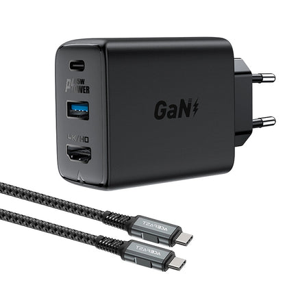 Cable de red Cargador Acefast A17 TV Hub, 65W, 3A, 1 x HDMI - 1 x USB-A - 1 x USB-C, Negro 