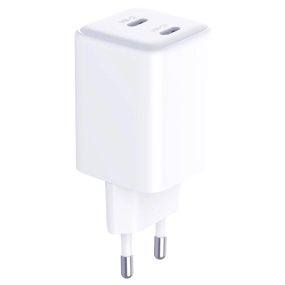 Cargador de red 3MK HyperCharger con cable USB-C, 45 W, 3 A, 2 x USB-C, blanco 