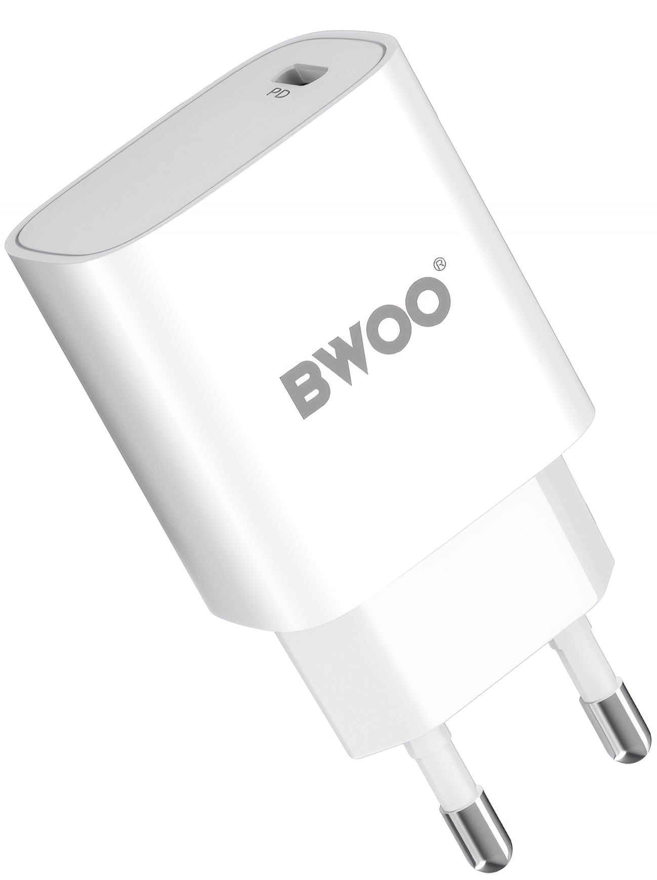 Cargador de Red con Cable Lightning BWOO CDA159, 20W, 3A, 1 x USB-C, Blanco