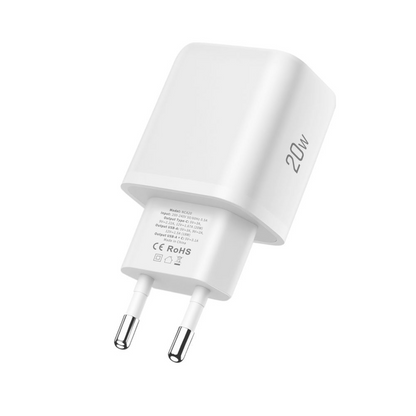 Cargador de Red con Cable Lightning Tech-Protect NCA20, 20W, 3A, 1 x USB-A - 1 x USB-C, Blanco