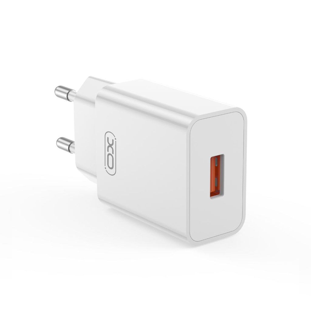 Cargador de Red con Cable USB-C XO Design L127, 18W, 3A, 1 x USB-A, Blanco
