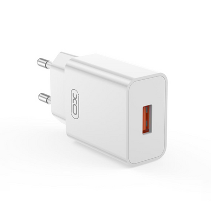 Cargador de Red con Cable USB-C XO Design L127, 18W, 3A, 1 x USB-A, Blanco