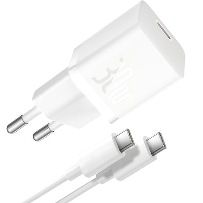 Baseus GaN5S Cable USB-C Cargador de red GaN5S, 30W, 3A, 1 x USB-C, Blanco P1011090902213-00 