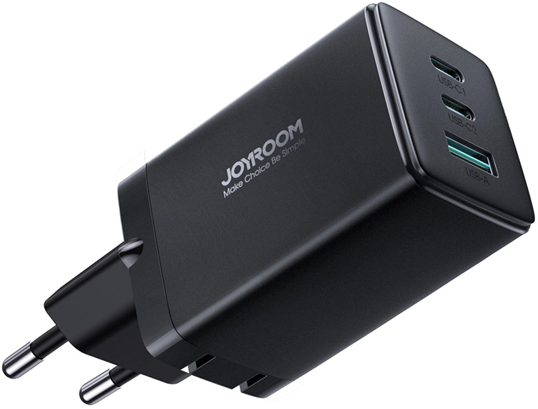 Cargador de Red con Cable USB-C Joyroom TCG01, 65W, 3.25A, 1 x USB-A - 2 x USB-C, Negro