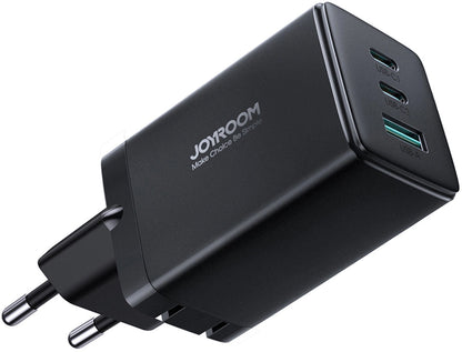Cargador de Red con Cable USB-C Joyroom TCG01, 65W, 3.25A, 1 x USB-A - 2 x USB-C, Negro