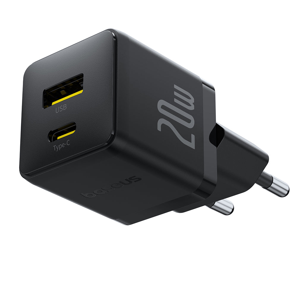 Cargador de Red con Cable USB-C Baseus Palm, 20W, 3A, 1 x USB-A - 1 x USB-C, Negro P10111608113-01