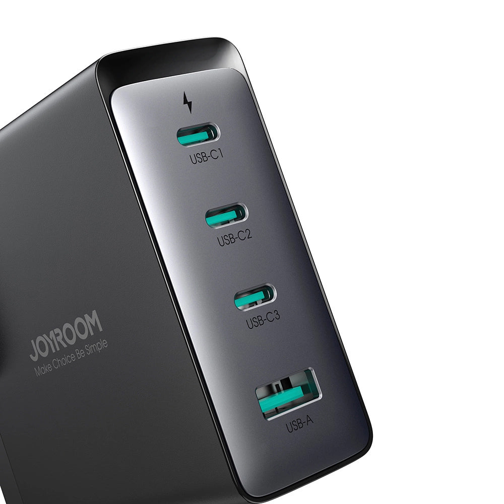 Cargador de Red con Cable USB-C Joyroom JR-TCG05UK, 140W, 5A, 1 x USB-A - 3 x USB-C, UK, Negro