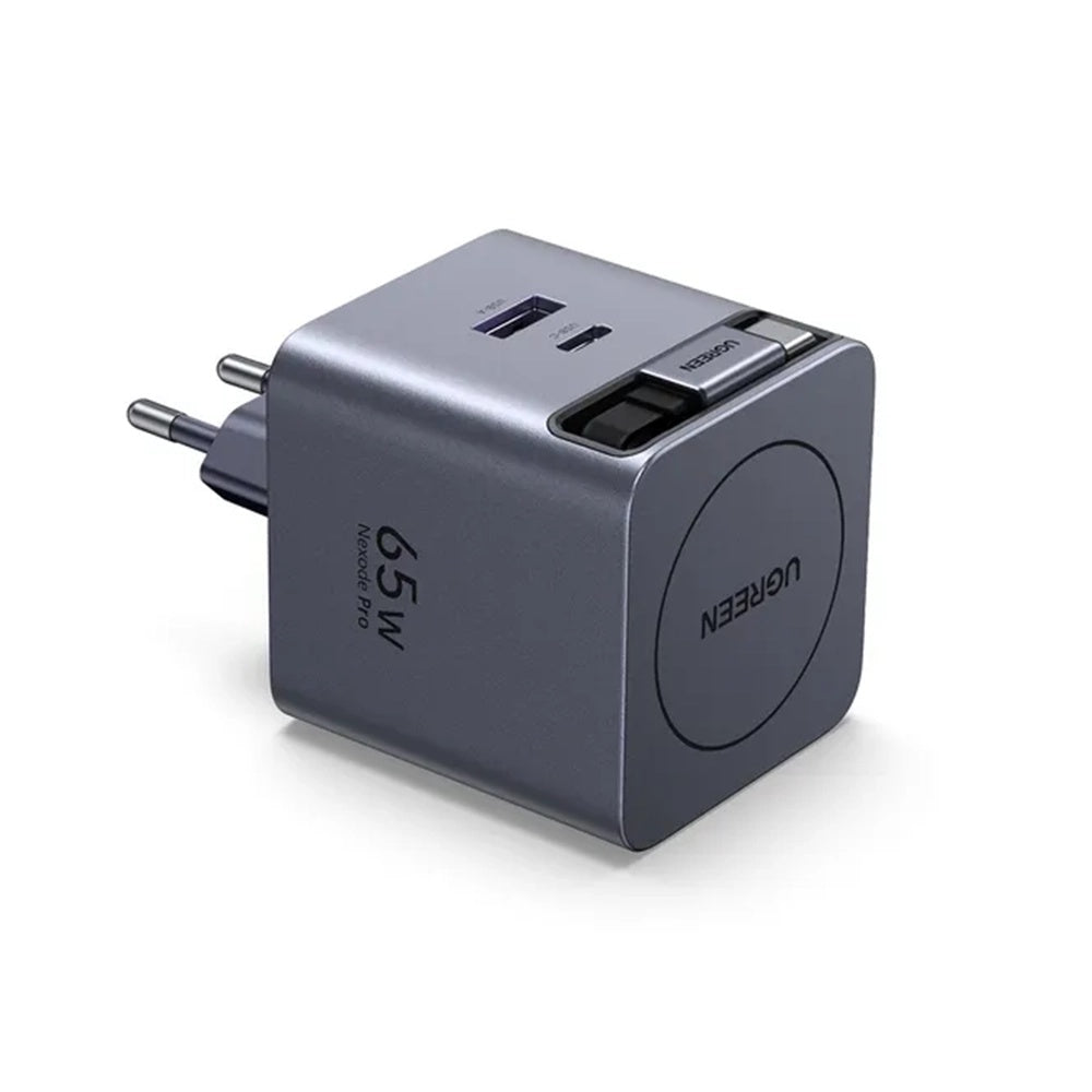 Cargador de Red con Cable USB-C UGREEN X615, 65W, 3A, 1 x USB-A - 1 x USB-C, Gris
