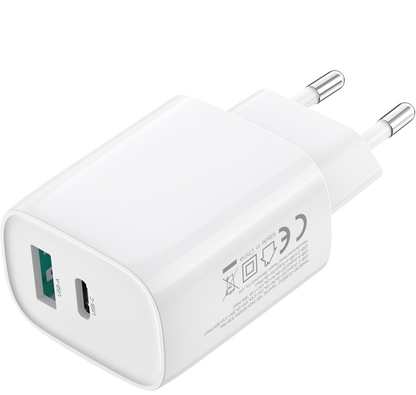 Cargador de Red con Cable USB-C XO Design CE30, 30W, 3A, 1 x USB-A - 1 x USB-C, Blanco