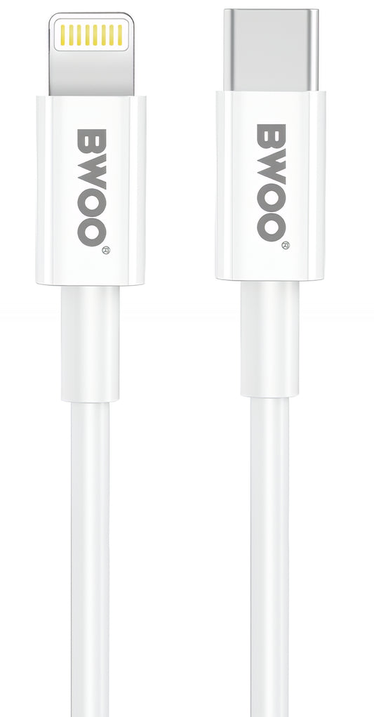 Cargador de Red con Cable Lightning BWOO CDA159, 20W, 3A, 1 x USB-C, Blanco