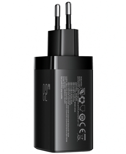 Cargador de Red con Cable USB-C Joyroom JR-TG10, 65W, 3.25A, 1 x USB-A - 2 x USB-C, Negro