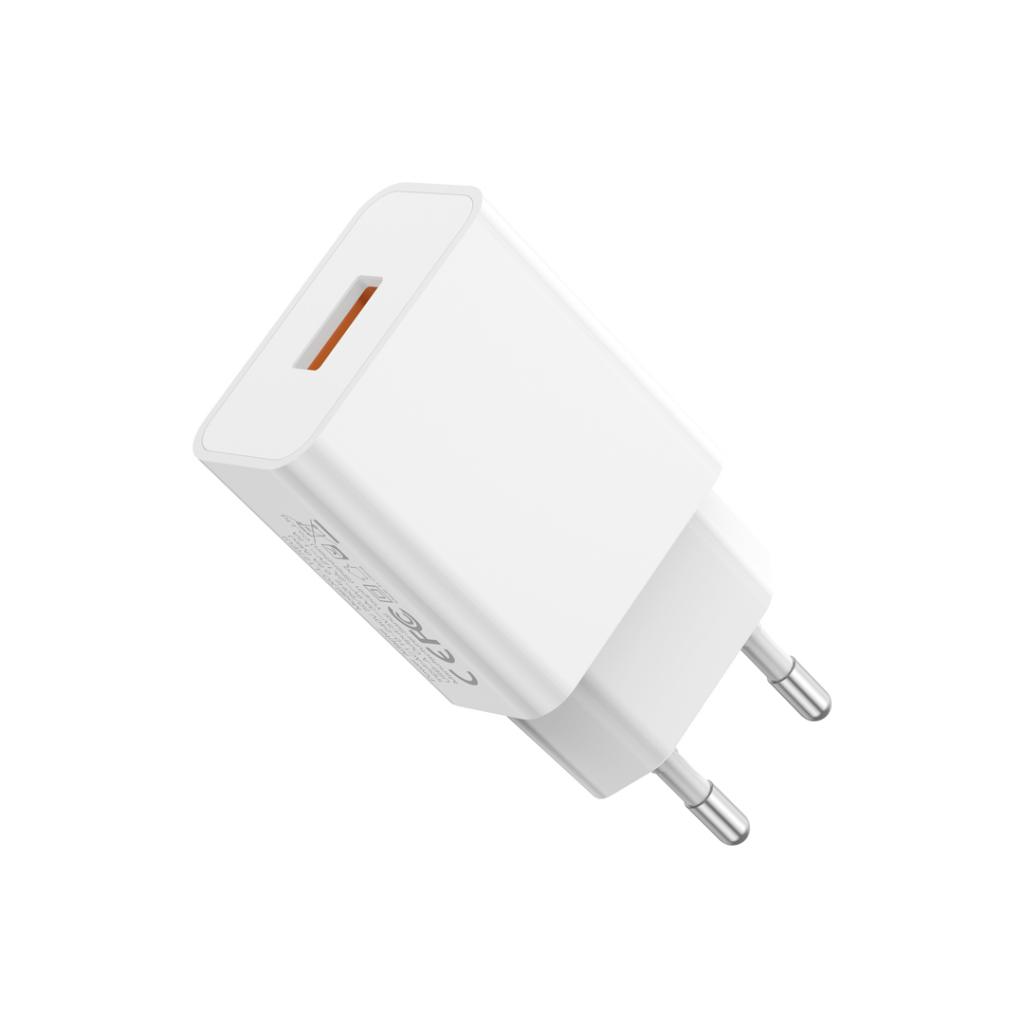 Cargador de Red con Cable microUSB XO Design L127, 18W, 3A, 1 x USB-A, Blanco
