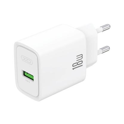 Cargador de red con cable USB-C XO Design CE50, 18 W, 3 A, 1 x USB-A, blanco