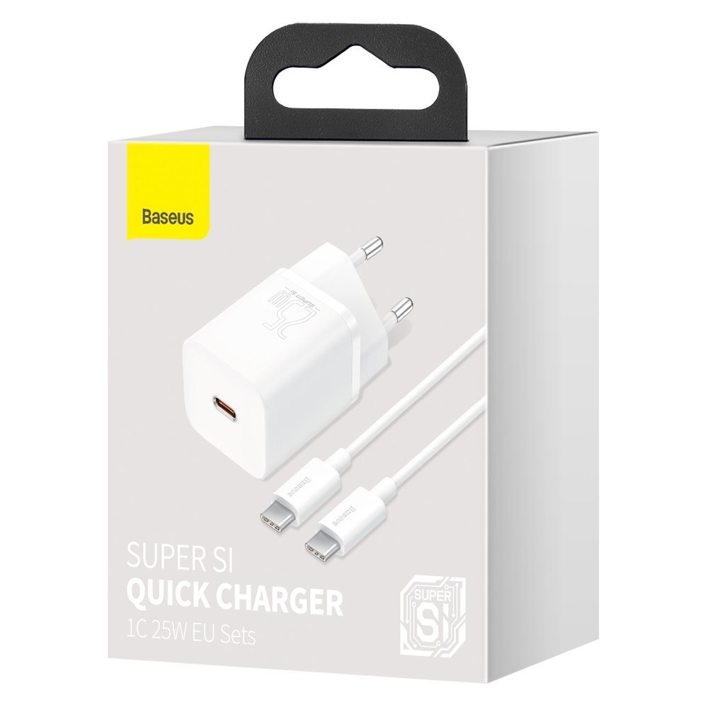 Cargador de red Baseus Super Si USB-C con cable USB-C, 25 W, 3 A, 1 x USB-C, blanco TZCCCSUP-L02 