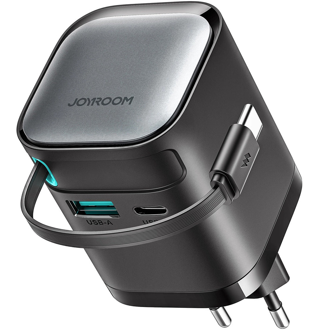 Joyroom JR-TCL02 Cargador de red con cable USB-C JR-TCL02, 65W, 3A, 1 x USB-A - 1 x USB-C, Negro 