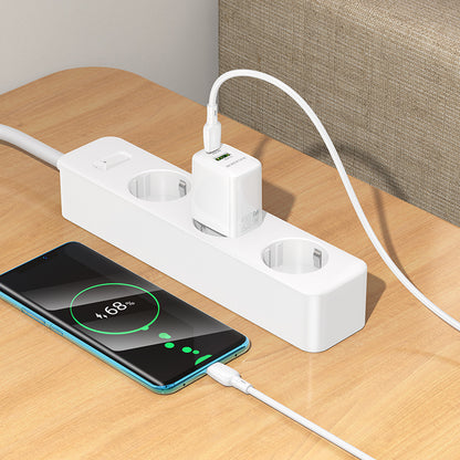 Cargador de Red con Cable USB-C Borofone BN27 Fuente, 20W, 3A, 1 x USB-A - 1 x USB-C, Blanco