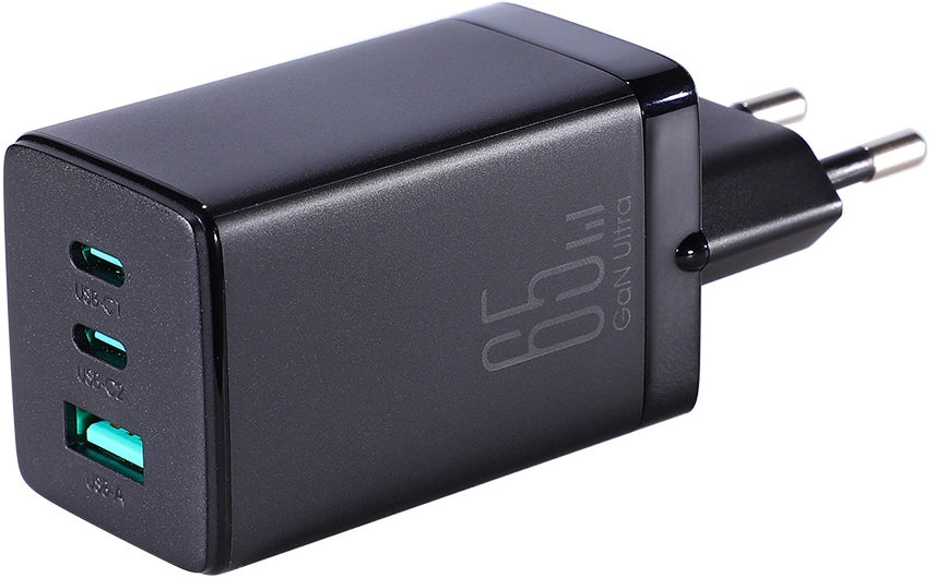 Cargador de Red con Cable USB-C Joyroom TCG01, 65W, 3.25A, 1 x USB-A - 2 x USB-C, Negro