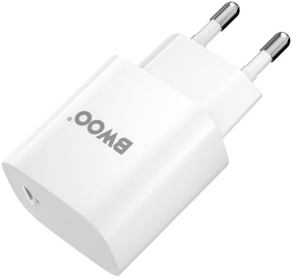 Cargador de Red con Cable Lightning BWOO CDA159, 20W, 3A, 1 x USB-C, Blanco
