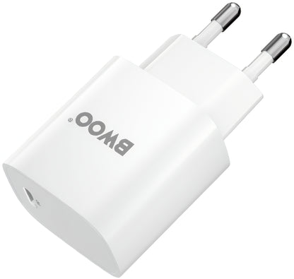 Cargador de Red con Cable USB-C BWOO CDA159, 20W, 3A, 1 x USB-C, Blanco