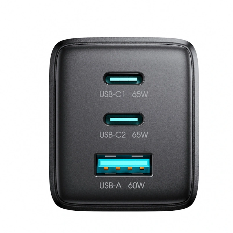Cargador de Red con Cable USB-C Joyroom JR-TG10, 65W, 3.25A, 1 x USB-A - 2 x USB-C, Negro