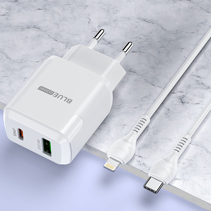 BLUE Power BLN5, 20W, 3A, 1 x USB-A - 1 x USB-C, Blanco