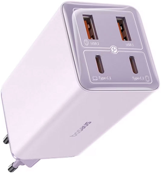 Cargador de Red con Cable USB-C Baseus GaN6 Pro, 100W, 3.25A, 2 x USB-A - 2 x USB-C, Morado P10162705532-00