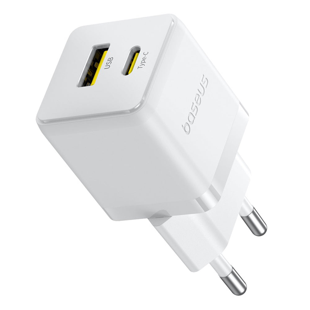 Cargador de Red con Cable USB-C Baseus Palm, 20W, 3A, 1 x USB-A - 1 x USB-C, Blanco P10111608213-01