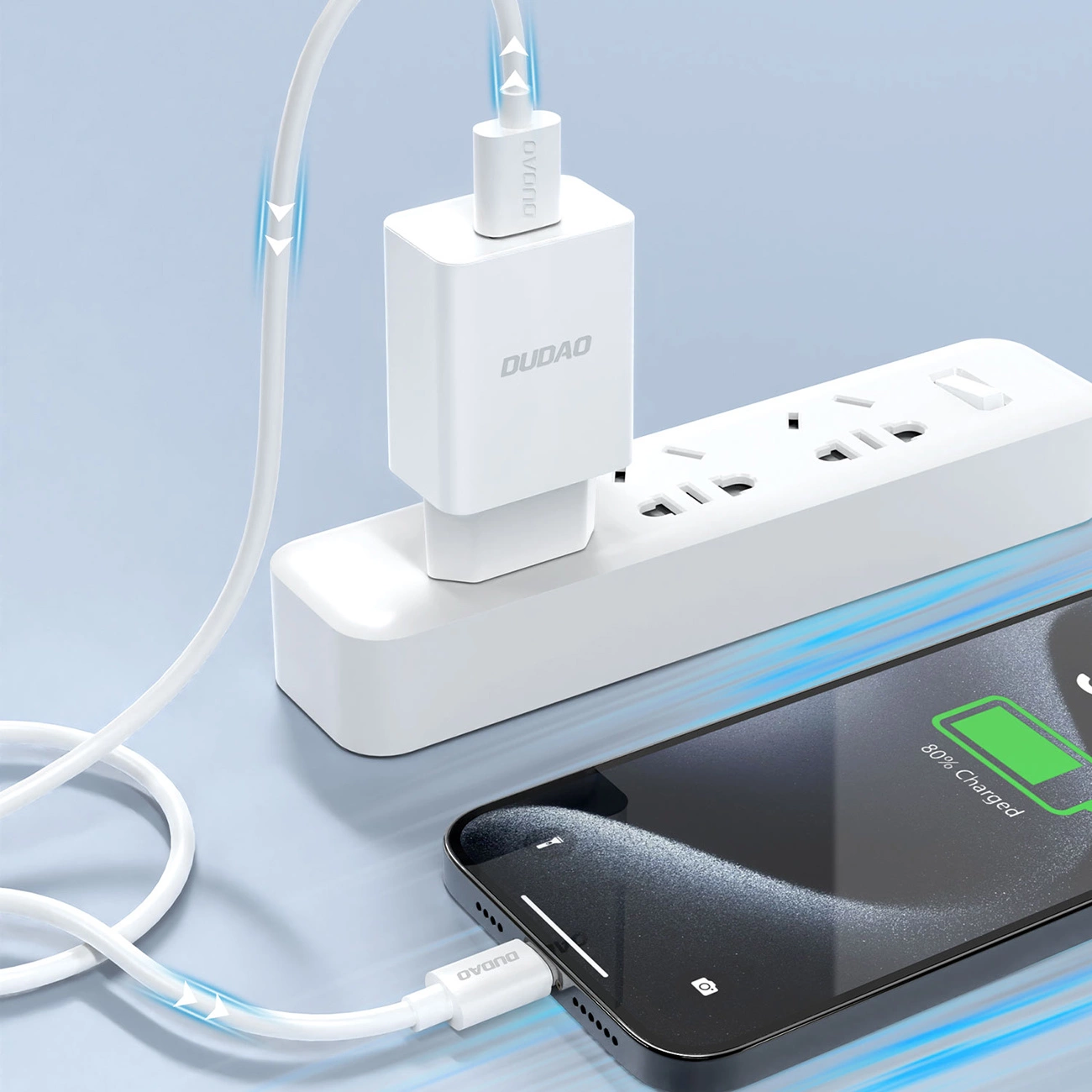 Cargador de Red con Cable USB-C Dudao A4EU, 10W, 2.1A, 1 x USB-A, Blanco