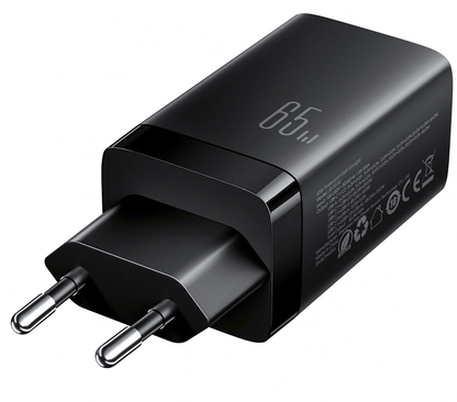 Cargador de Red con Cable USB-C Joyroom JR-TG10, 65W, 3.25A, 1 x USB-A - 2 x USB-C, Negro