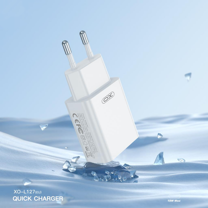 Cargador de Red con Cable microUSB XO Design L127, 18W, 3A, 1 x USB-A, Blanco