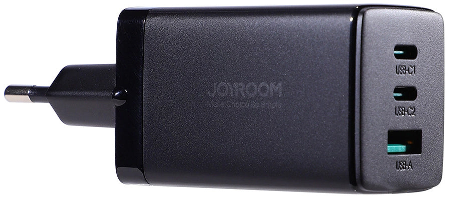 Cargador de Red con Cable USB-C Joyroom TCG01, 65W, 3.25A, 1 x USB-A - 2 x USB-C, Negro