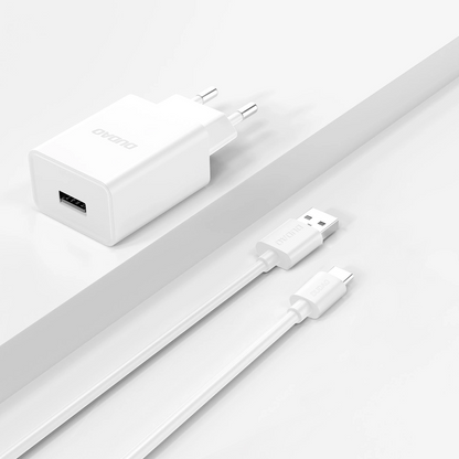 Cargador de Red con Cable USB-C Dudao A4EU, 10W, 2.1A, 1 x USB-A, Blanco