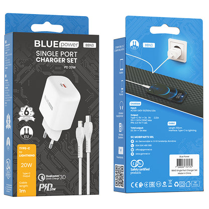 BLUE Power BBN3, 20W, 3A, 1 x USB-C, 1 x USB-C, Blanco