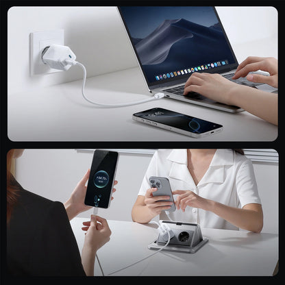 Cargador de Red con Cable USB-C Joyroom JR-TCL05, 45W, 3A, 2 x USB-C, Blanco