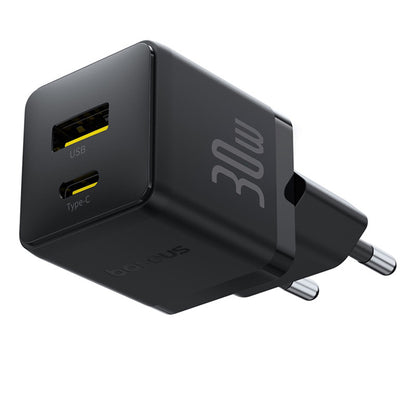 Cargador de Red con Cable USB-C Baseus Palm, 30W, 3A, 1 x USB-A - 1 x USB-C, Negro P1011160A113-01