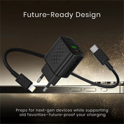 Cargador de Red con Cable Lightning Lito LC15L, 20W, 3A, 1 x USB-A - 1 x USB-C, Negro