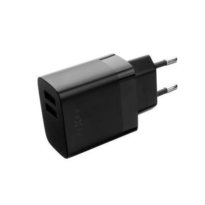 Fixed Network Charger with microUSB Cable, 17W, 3A, 2 x USB-A, Black