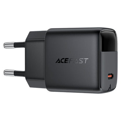 Cargador de Red con Cable USB-C Acefast A115 Display, 30W, 3A, 1 x USB-C, Negro